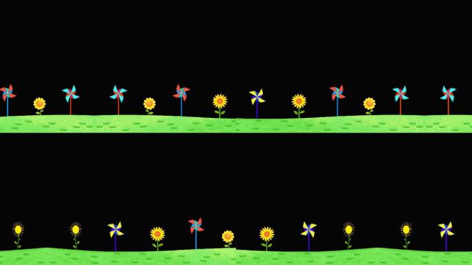 大自然草地儿童风车向日葵循环带通道