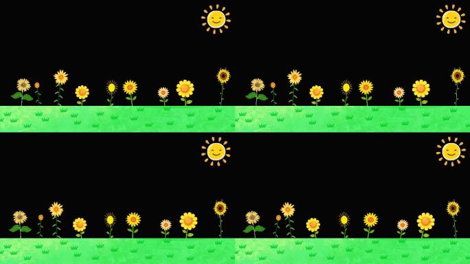 草地太阳向日葵边框视频循环带通道