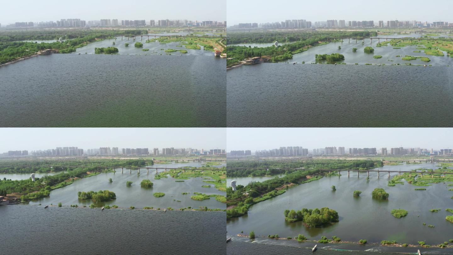 4K西安灞河浐灞湿地公园航拍视频素材