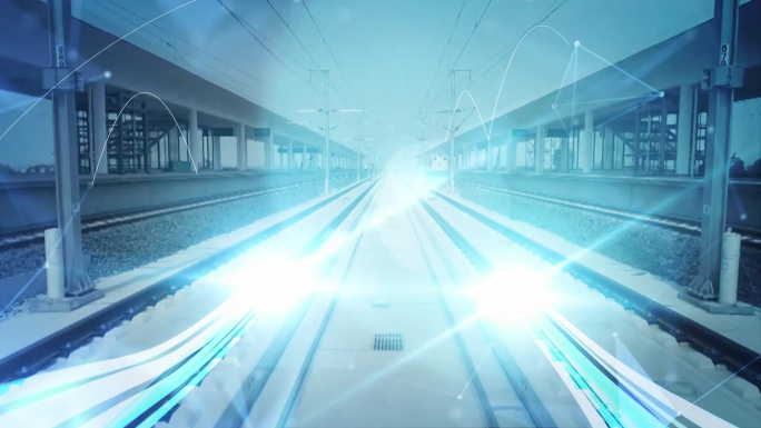 铁路通车动车光线追踪AE片头模板