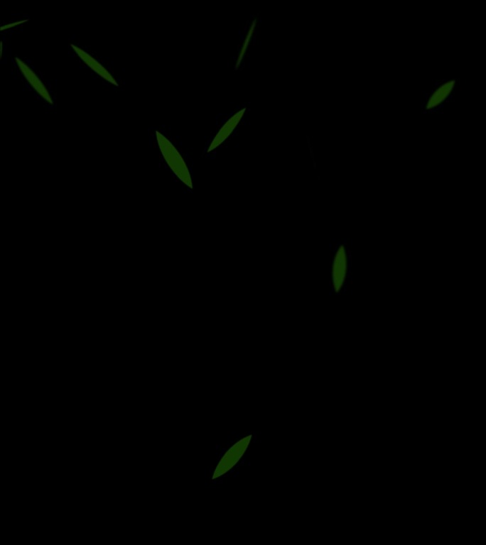 绿色竹叶散落粒子竖屏素材【带通道】