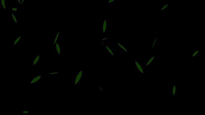 绿色竹叶散落粒子竖屏素材【带通道】