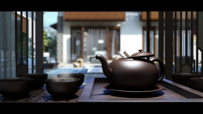 茶室和餐厅三维动画镜头