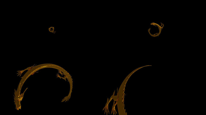 3D龙金龙盘旋动画通道金色的龙中国龙