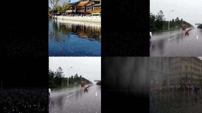 20个真实下雨场景+mov透明通道视频