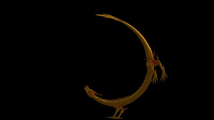 3D龙金龙盘旋动画通道金色的龙中国龙