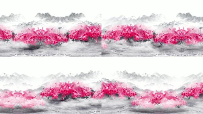 水墨桃花-无缝循环
