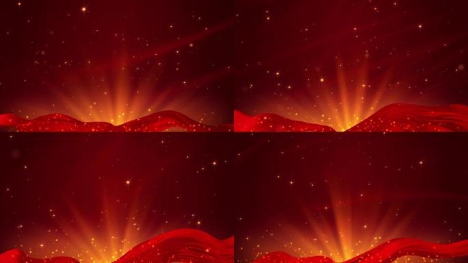 大气红色红绸舞台背景循环