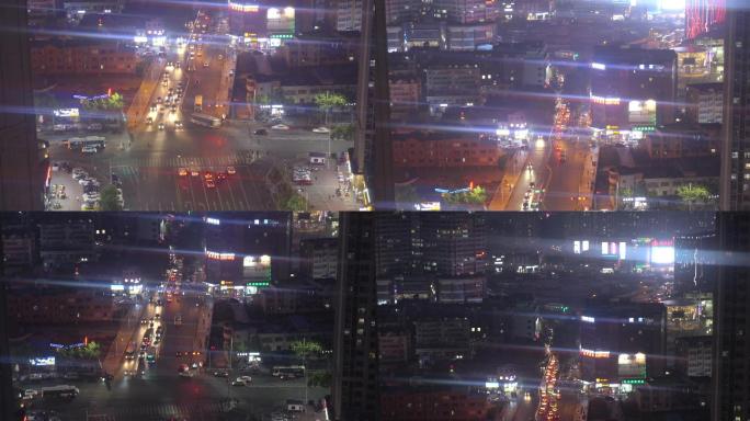 4K繁忙的城市夜景车辆交通都市高楼灯光