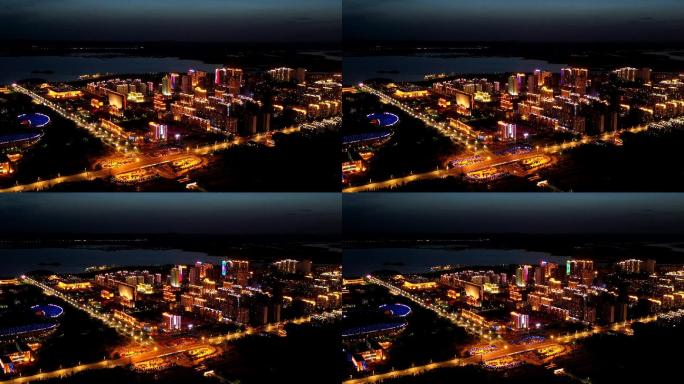 4K-log乌海滨河区夜景航拍