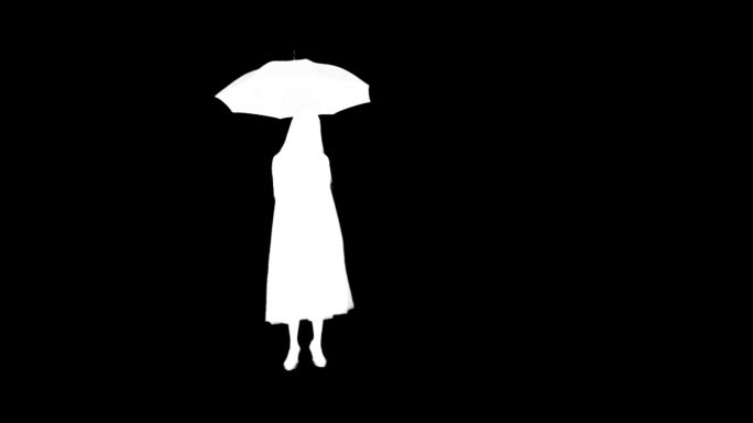 女人打开伞撑着伞走来走去（透明背景）
