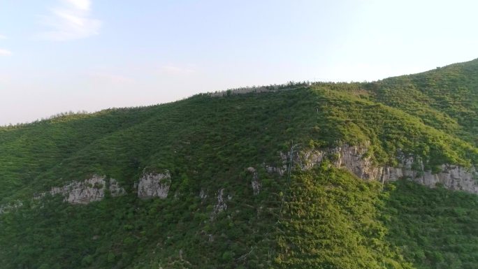 航拍山西省太原青山绿水生态旅游原始森林