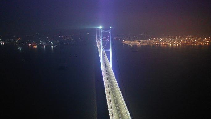 航拍虎门二桥（南沙大桥）夜景