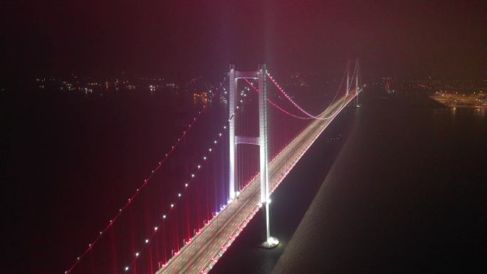 航拍虎门二桥（南沙大桥）夜景