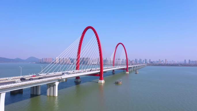 钱塘江沿岸风景建筑航拍