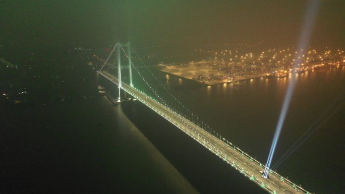 航拍虎门二桥（南沙大桥）夜景