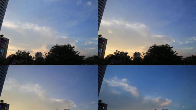 广州夏天傍晚广州大道上空云彩4K延时拍摄