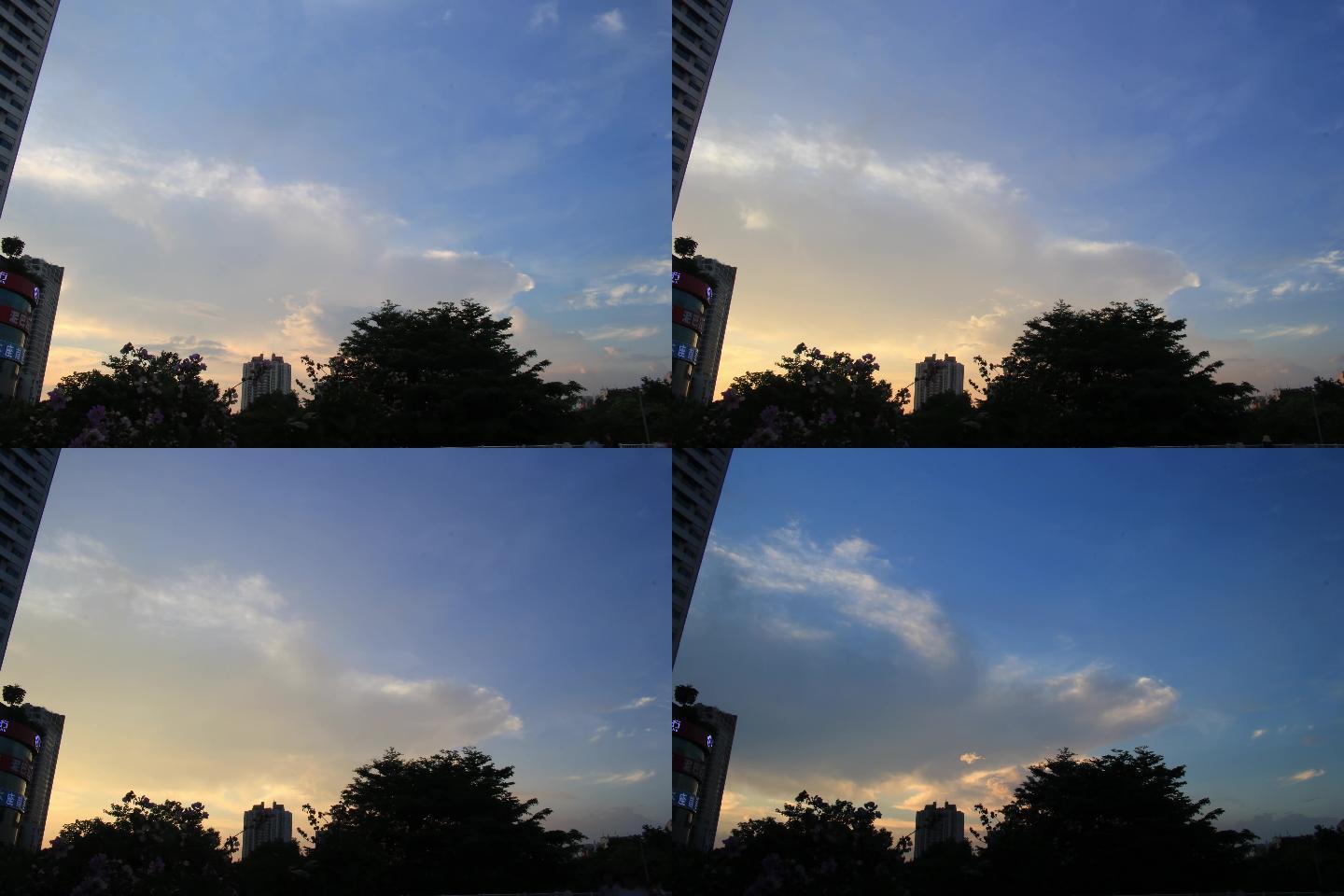 广州夏天傍晚广州大道上空云彩4K延时拍摄