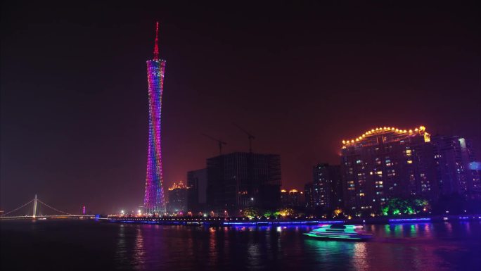 广州小蛮腰夜景延时实拍素材