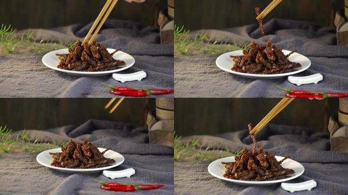 【原创】筷子夹起牛肉干