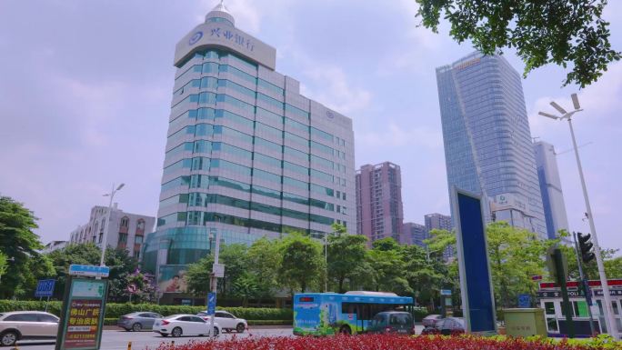 广州佛山城市建筑交通道路地标延时视频