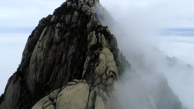 航拍水墨黄山云海天际奇石峻岭云海