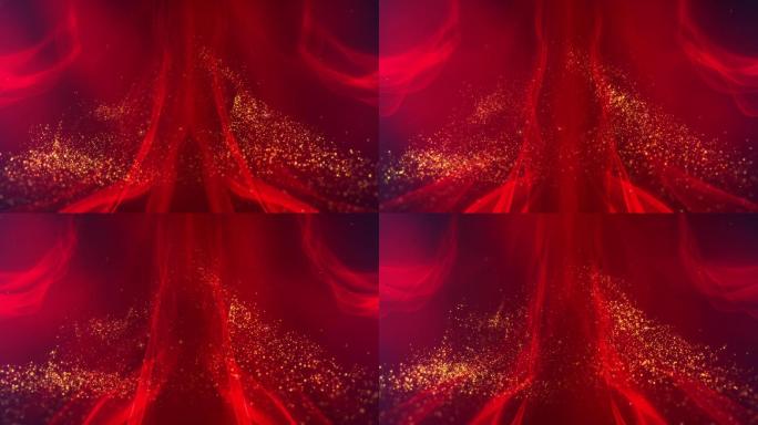 红色丝绸丝绸粒子背景循环
