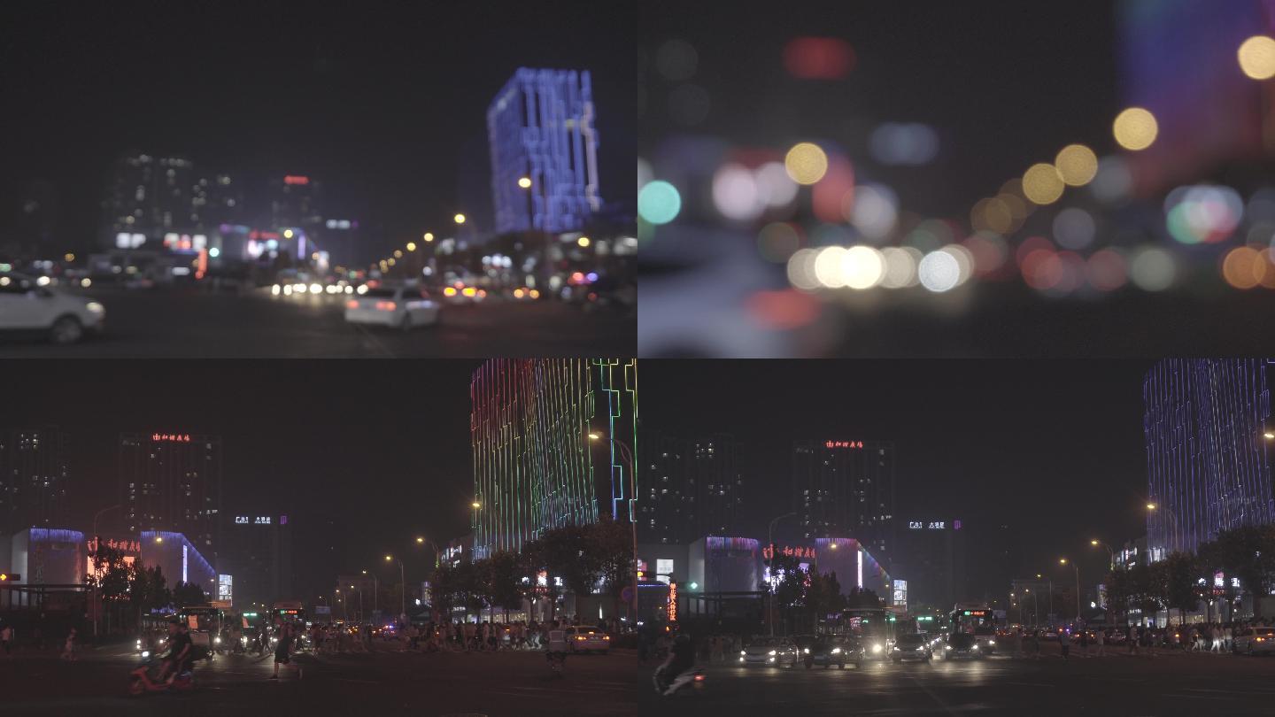4K城市夜景-车流灯光夜景光斑城市