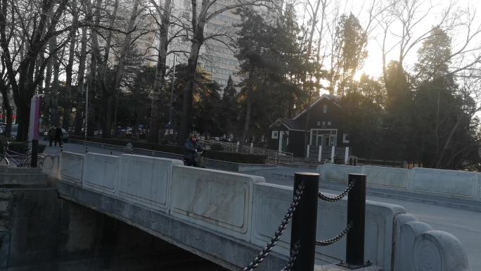 冬日清华校园内小桥实拍视频素材