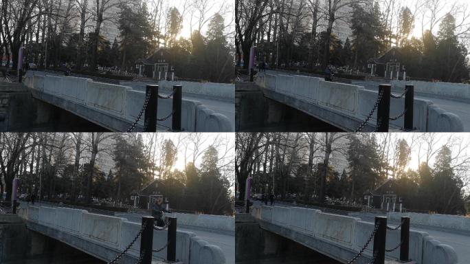 冬日清华校园内小桥实拍视频素材