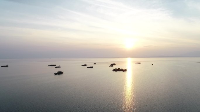 大气日落鄱阳湖