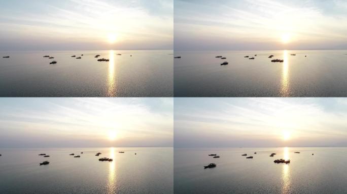 大气日落鄱阳湖