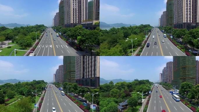 宜昌城市景色航拍沿江大道4k