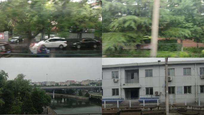 轨道行进的列车列车窗外旅游进京列