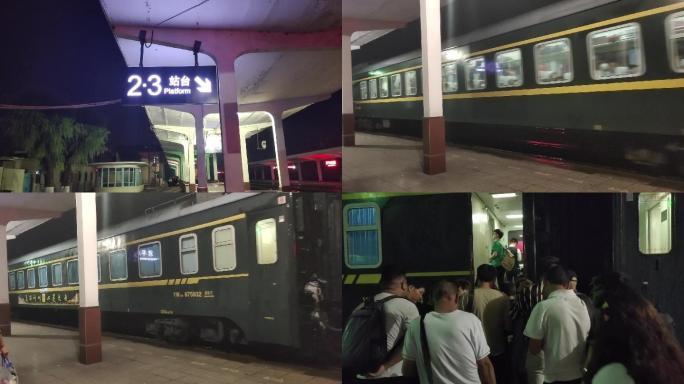 检票火车进站上车绿皮火车站台