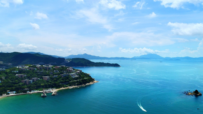 大梅沙航拍海沙滩海景酒店愿望塔