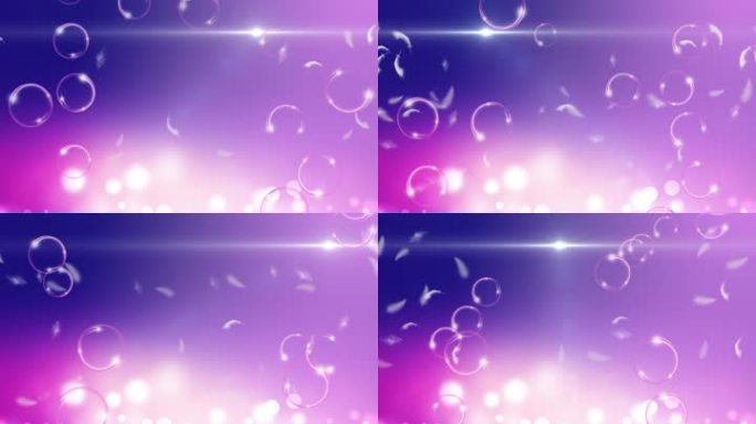 紫色唯美清新气泡羽毛飞舞动态背景视频