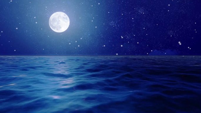 星空月亮海面无限循环