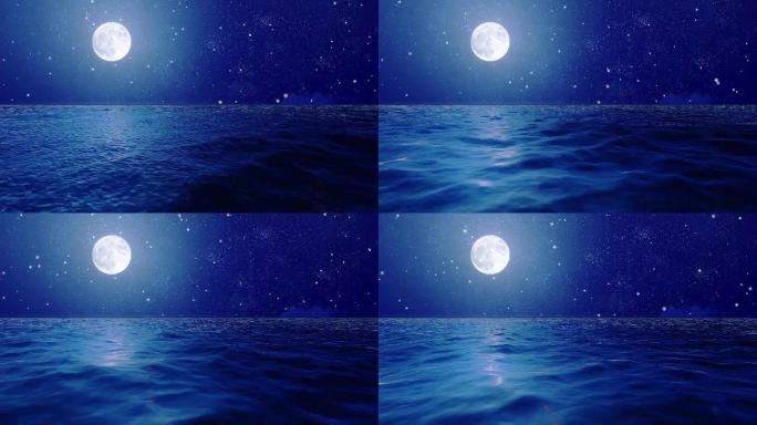 星空月亮海面无限循环