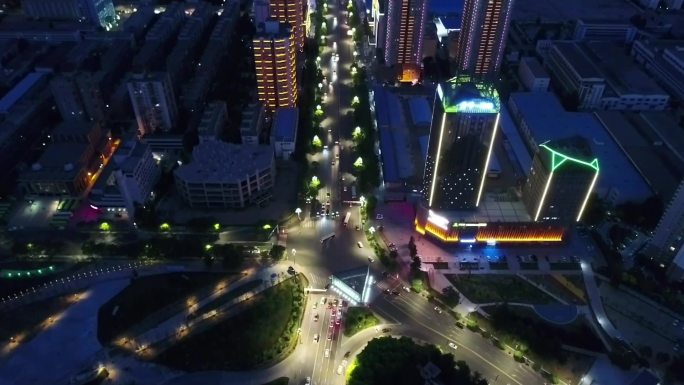 航拍宝鸡城市夜景