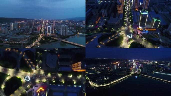 航拍宝鸡城市夜景