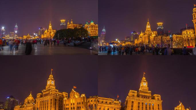 4K超清上海外滩钟塔大范围延时摄影素材