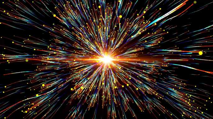 4k绚丽星空放射光线粒子