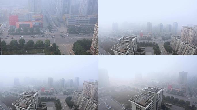 城市大雾中的车流一组（4倍速）