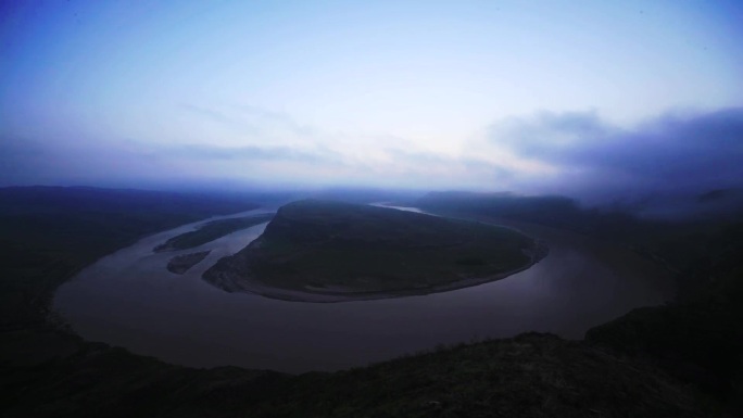 山西黄河古道乾坤湾早上延时