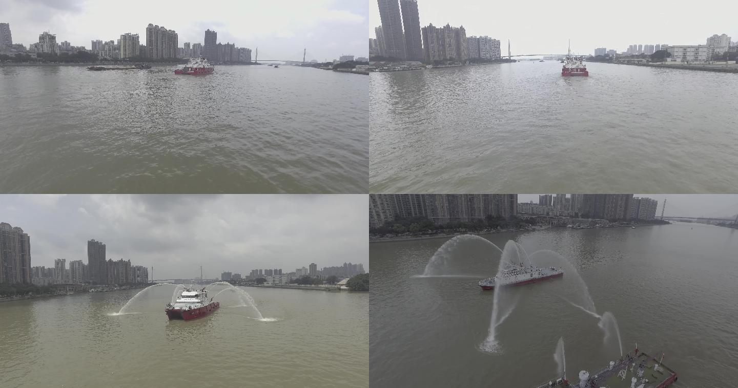 广州水上消防素材消防战士水上救援