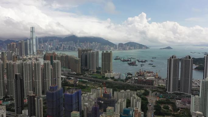 香港深水埗中环西九龙旺角航拍全景