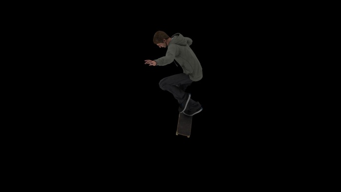男子滑板空中翻滚滑板三圈视频02