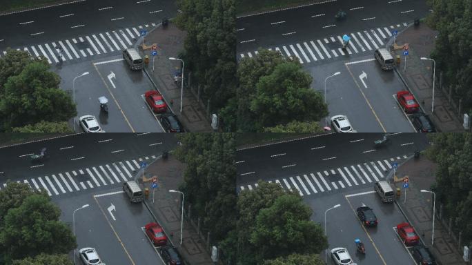 4K城市雨中街角