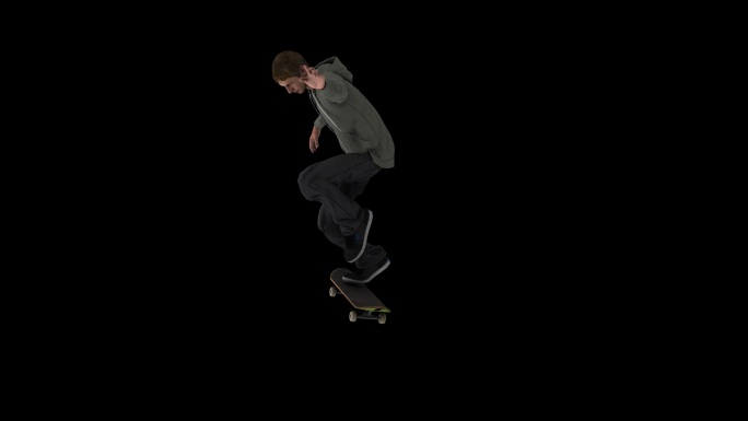男子滑板空中翻滚滑板三圈视频01